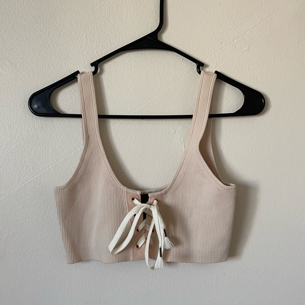 Fenty by Rihanna Tan Lace Up Top; NWOT